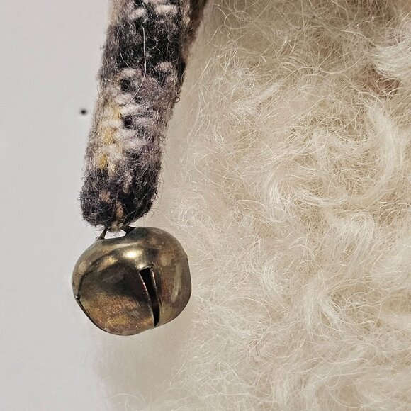 Vtg 7" Paper Mache Santa Face Ornament Wool Beard Rabbit Fur Trim Fabric Hat - Picture 8 of 10